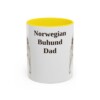 11oz Norwegian Buhund Dog Dad Mug, Yellow, front view