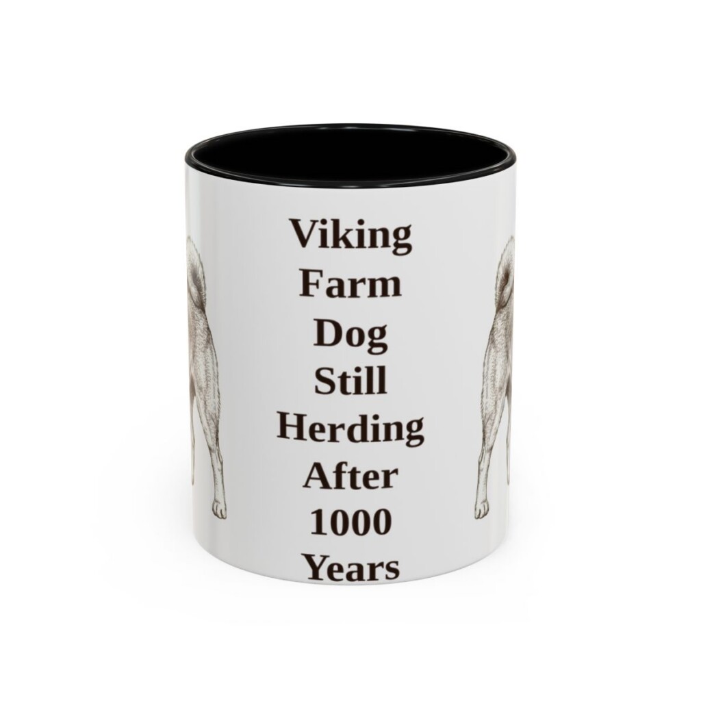 11oz Funny Norwegian Buhund Mug, Black, front view