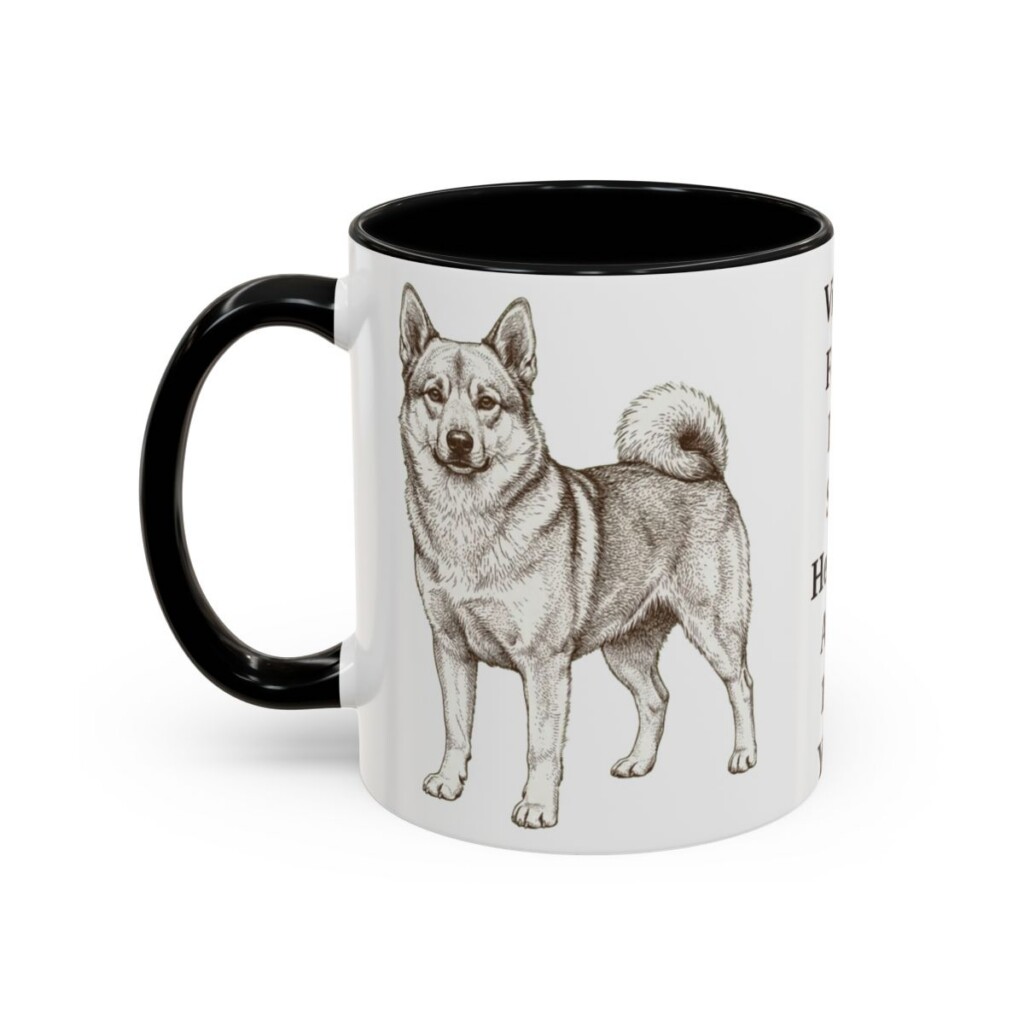 11oz Funny Norwegian Buhund Mug, Black, left side view