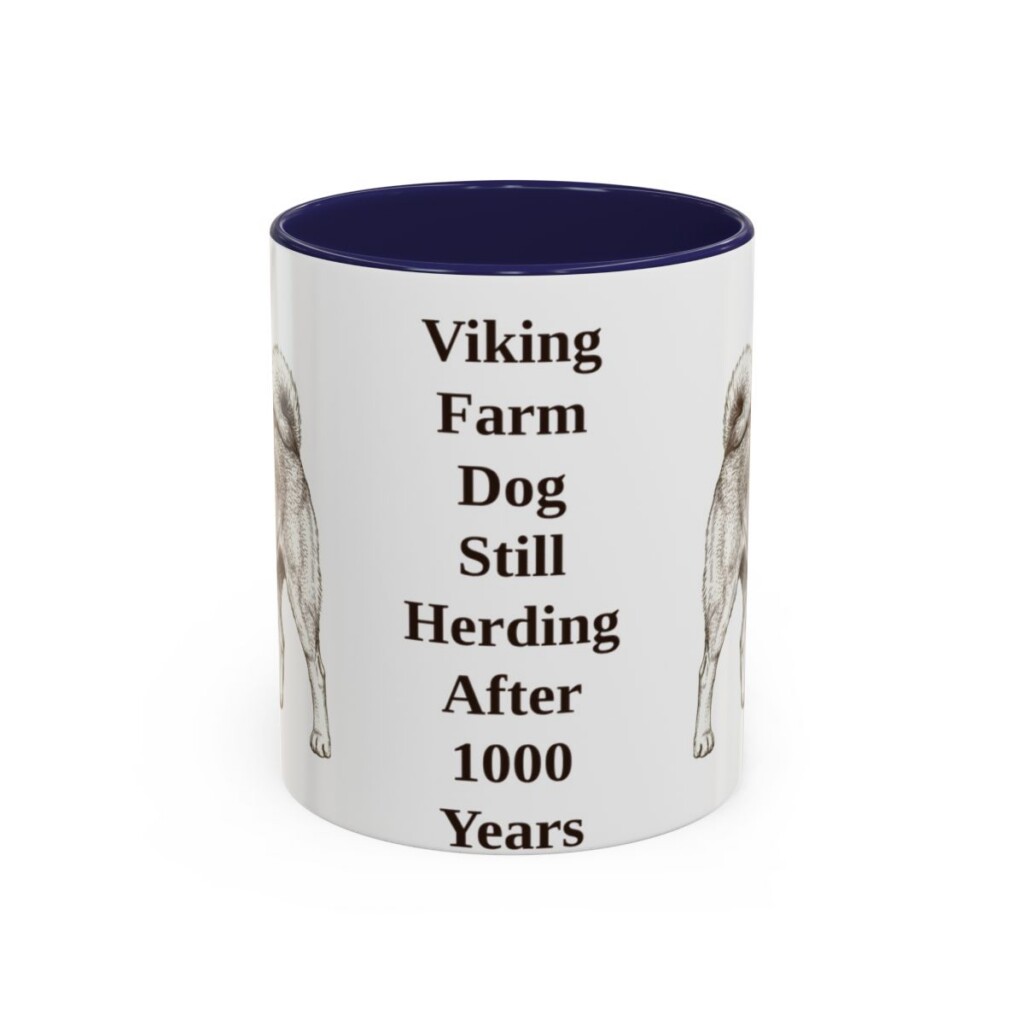 11oz Funny Norwegian Buhund Mug, Navy, front view