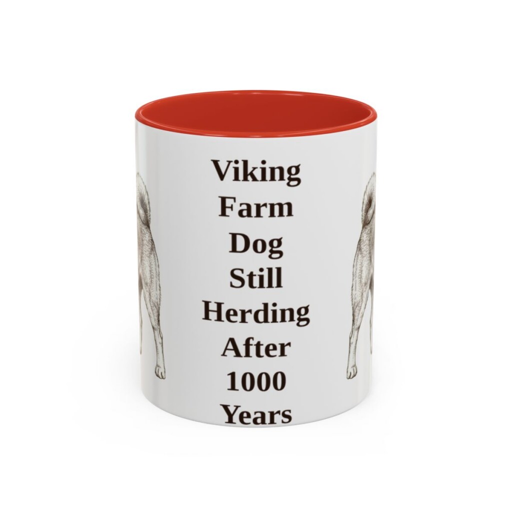 11oz Funny Norwegian Buhund Mug, Red, front view