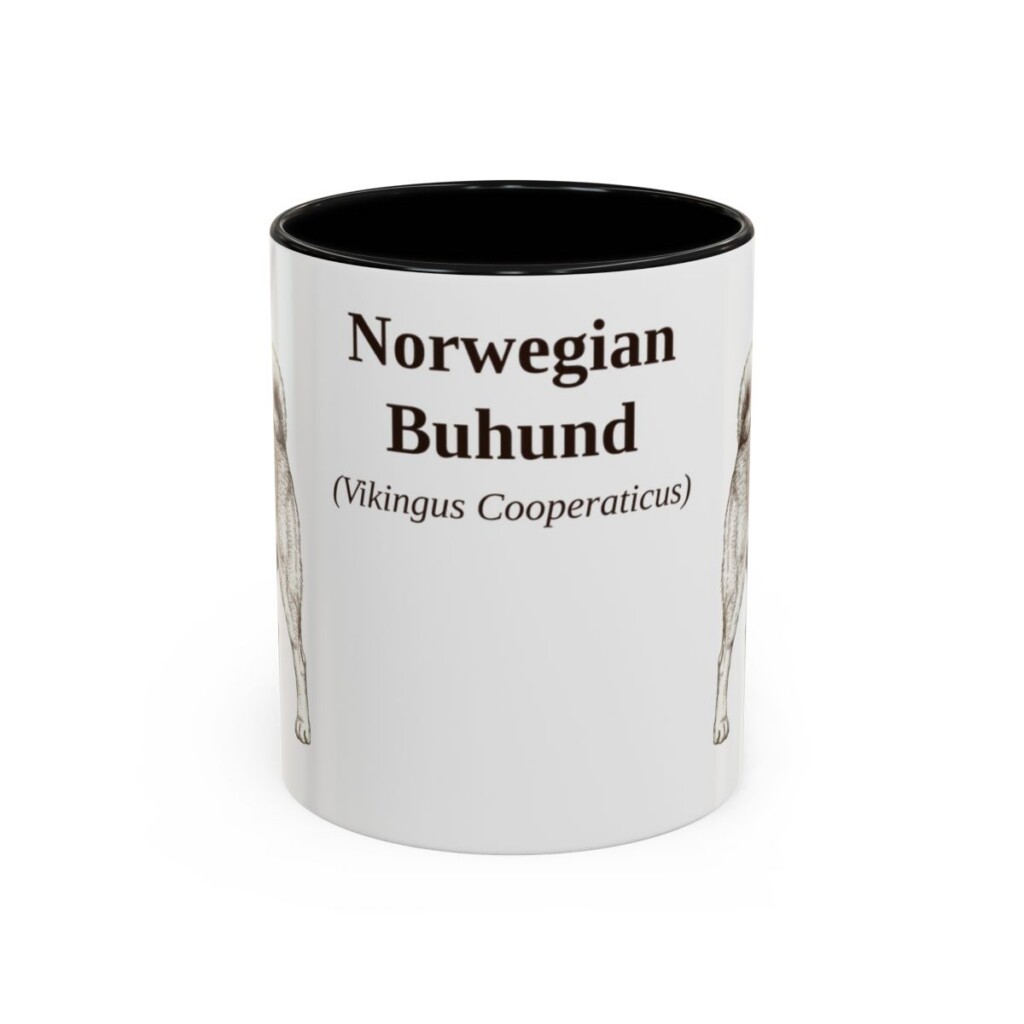 11oz Norwegian Buhund Latin Mug, Black, front view