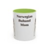 11oz-norwegian-buhund-mug-mom-light-green 11oz Norwegian Buhund Dog Mom Mug, Light Green, front view