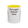 11oz-norwegian-buhund-mug-mom-yellow 11oz Norwegian Buhund Dog Mom Mug, Yellow, front view