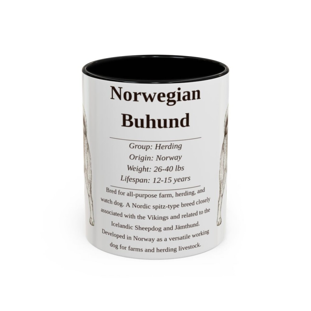 11oz Norwegian Buhund Mug, Black, front view