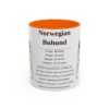 11oz Norwegian Buhund Mug, Orange, front view