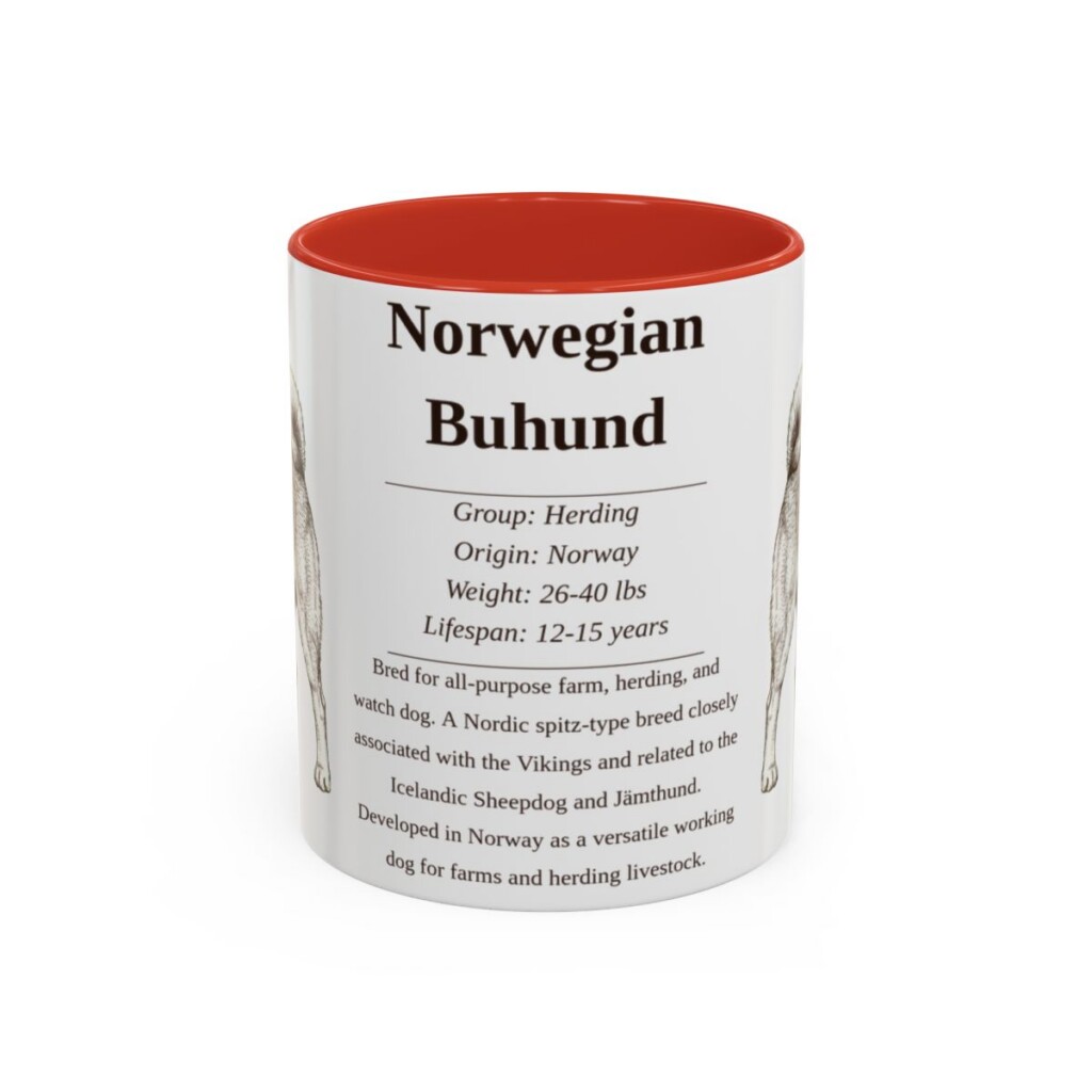 11oz Norwegian Buhund Mug, Red, front view