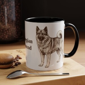 11oz Norwegian Elkhound Mug, Black, lifestyle photo