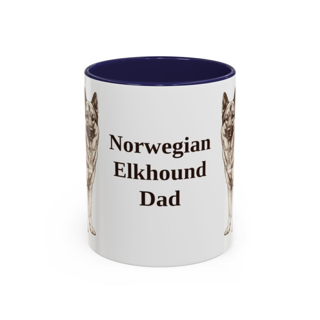 11oz Norwegian Elkhound Dog Dad Mug, Navy, front view