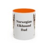 11oz Norwegian Elkhound Dog Dad Mug, Orange, front view
