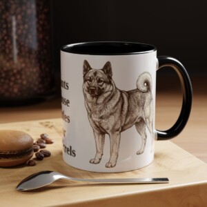 11oz Funny Norwegian Elkhound Mug, Black, lifestyle photo