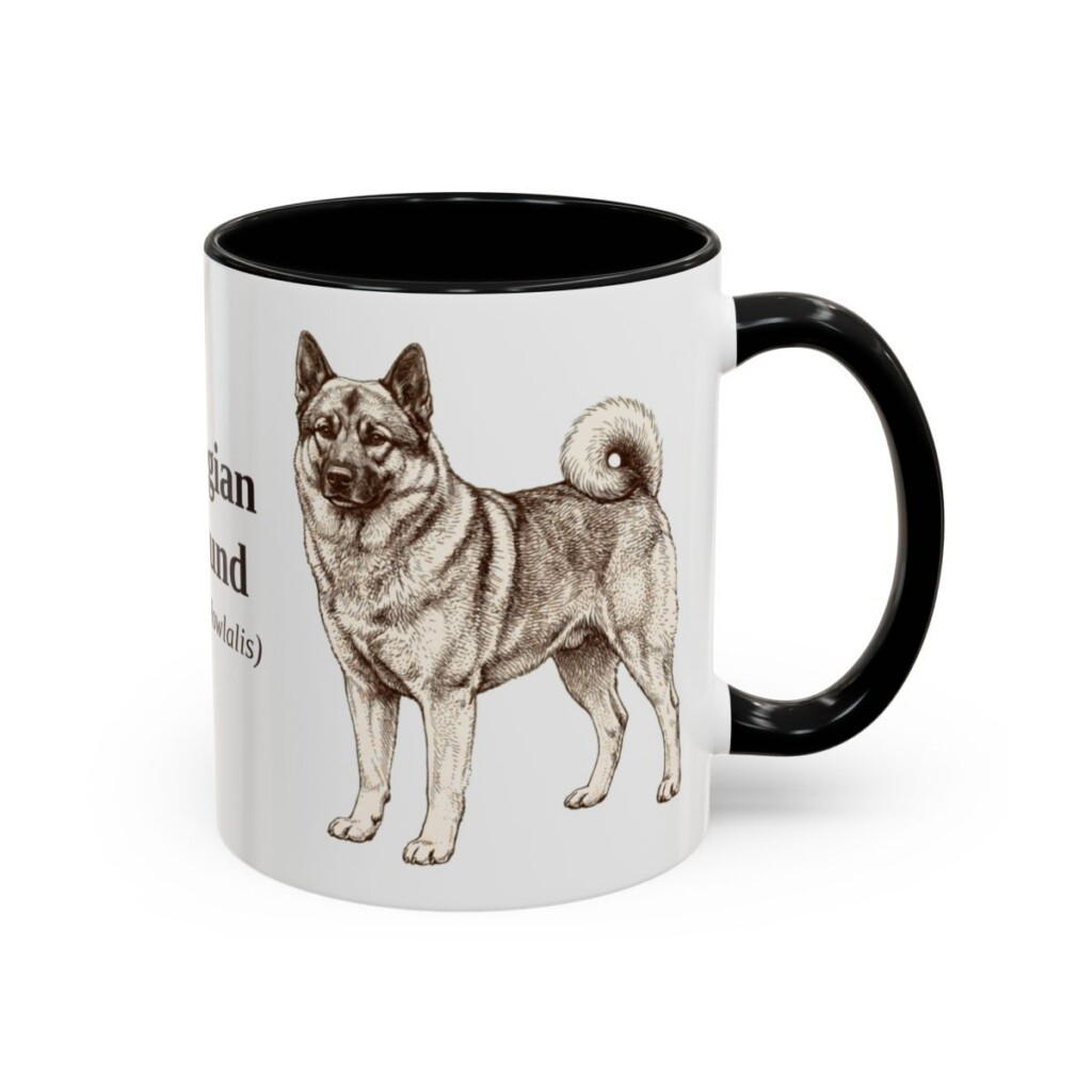 11oz-norwegian-elkhound-mug-latin-black-right 11oz Norwegian Elkhound Latin Mug, Black, right side view