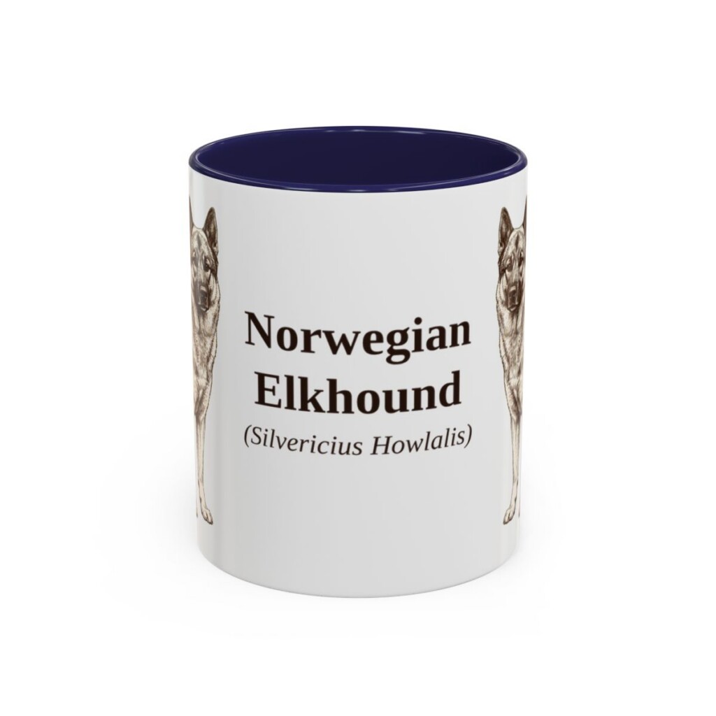 11oz-norwegian-elkhound-mug-latin-navy 11oz Norwegian Elkhound Latin Mug, Navy, front view