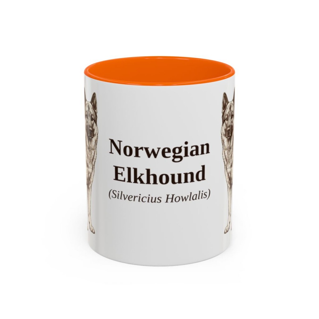 11oz-norwegian-elkhound-mug-latin-orange 11oz Norwegian Elkhound Latin Mug, Orange, front view