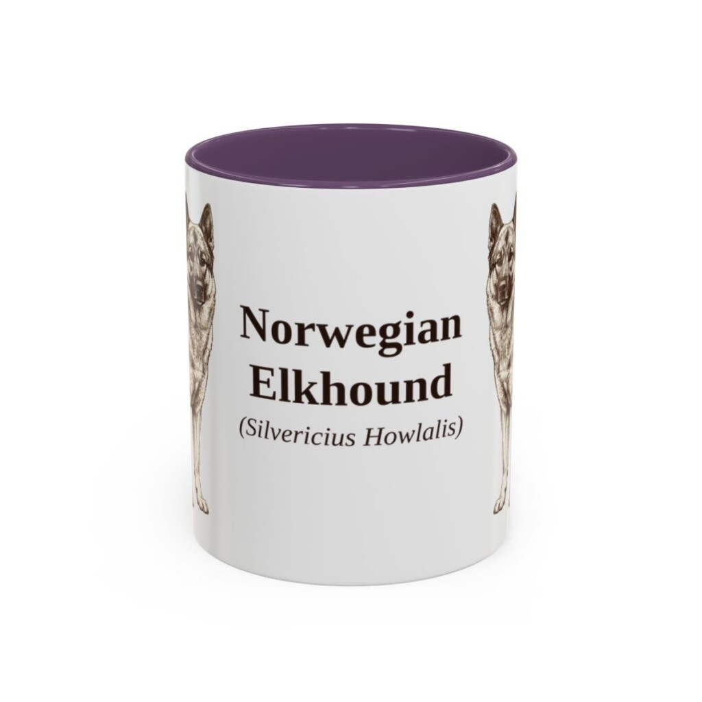 11oz-norwegian-elkhound-mug-latin-purple 11oz Norwegian Elkhound Latin Mug, Purple, front view