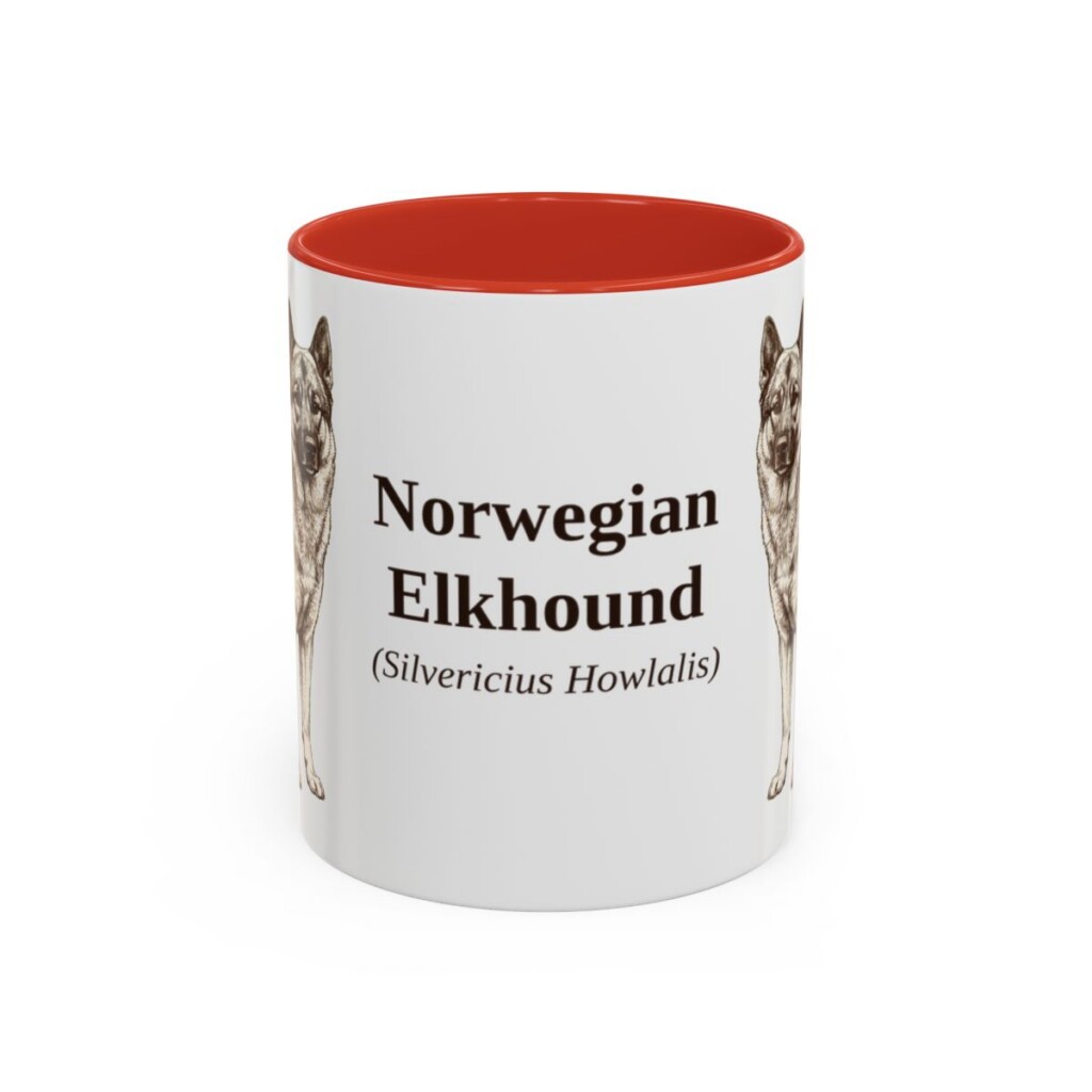11oz-norwegian-elkhound-mug-latin-red 11oz Norwegian Elkhound Latin Mug, Red, front view