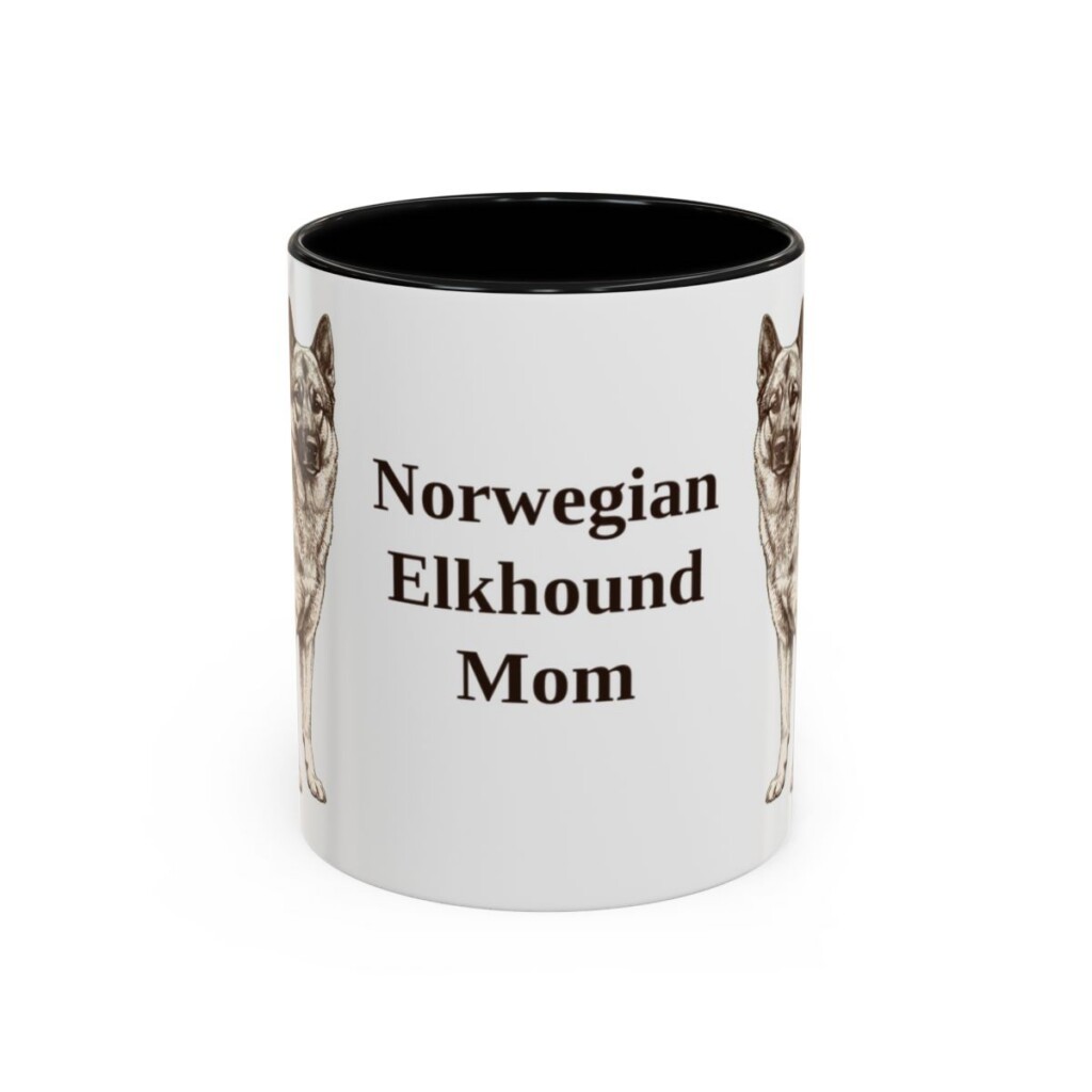 11oz Norwegian Elkhound Dog Mom Mug, Black, front view