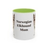 11oz Norwegian Elkhound Dog Mom Mug, Light Green, front view