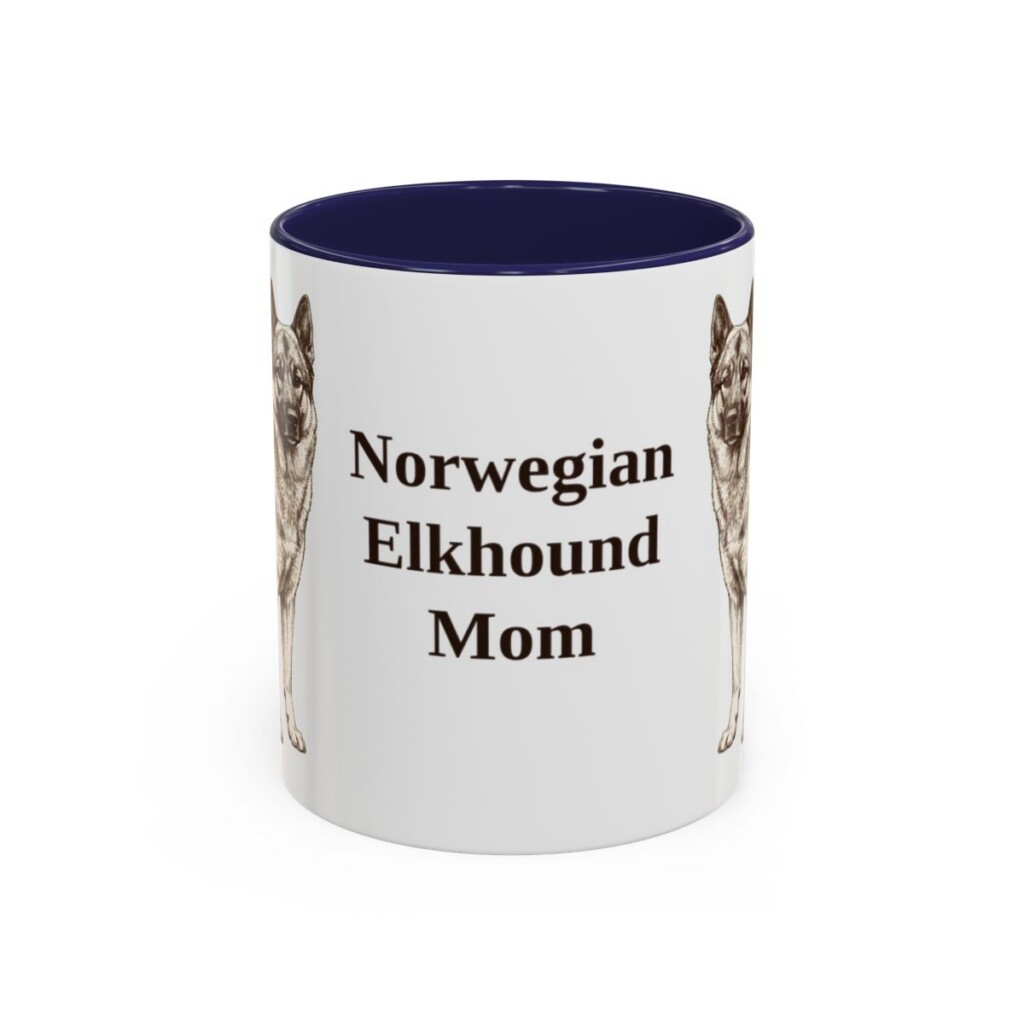 11oz Norwegian Elkhound Dog Mom Mug, Navy, front view