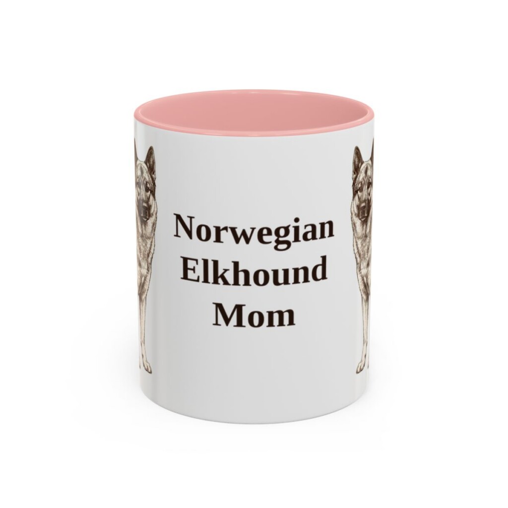 11oz Norwegian Elkhound Dog Mom Mug, Pink, front view