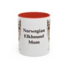 11oz Norwegian Elkhound Dog Mom Mug, Red, front view
