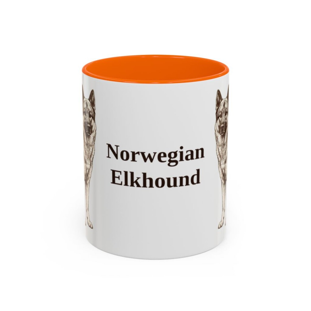 11oz Norwegian Elkhound Mug, Orange, front view