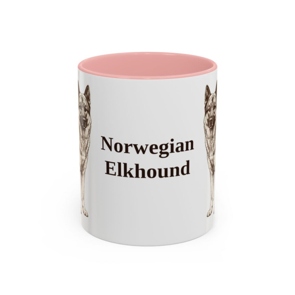 11oz Norwegian Elkhound Mug, Pink, front view
