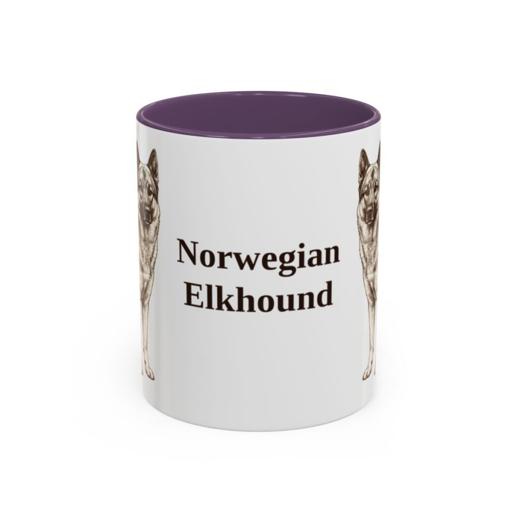 11oz Norwegian Elkhound Mug, Purple, front view