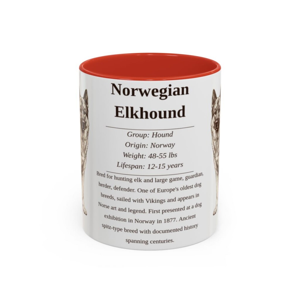11oz Norwegian Elkhound Mug, Red, front view