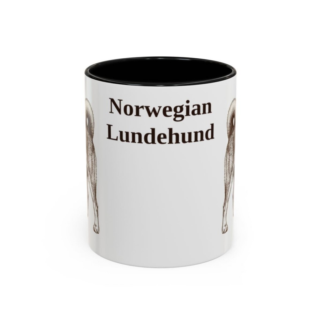 11oz Norwegian Lundehund Mug, Black, front view