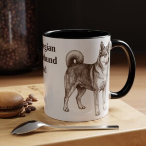 11oz Norwegian Lundehund Dog Dad Mug, Black, lifestyle photo