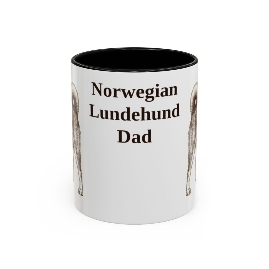 11oz Norwegian Lundehund Dog Dad Mug, Black, front view