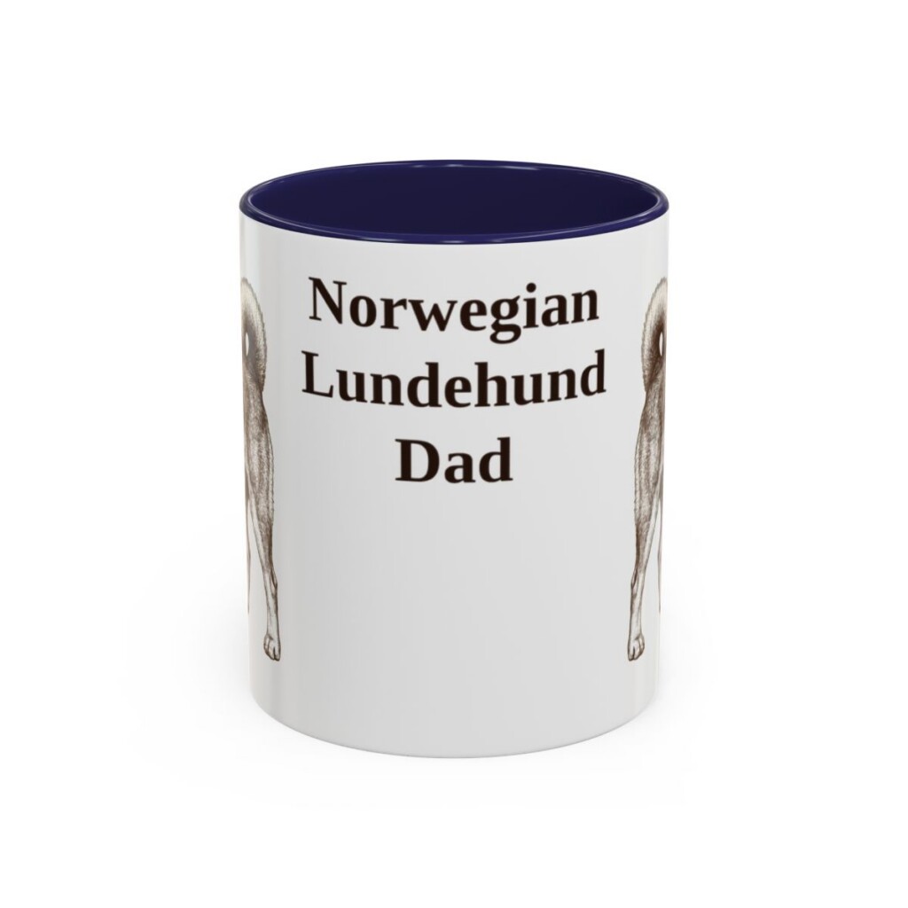 11oz Norwegian Lundehund Dog Dad Mug, Navy, front view