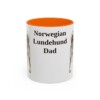 11oz Norwegian Lundehund Dog Dad Mug, Orange, front view