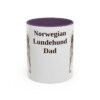 11oz Norwegian Lundehund Dog Dad Mug, Purple, front view