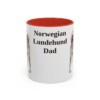 11oz Norwegian Lundehund Dog Dad Mug, Red, front view
