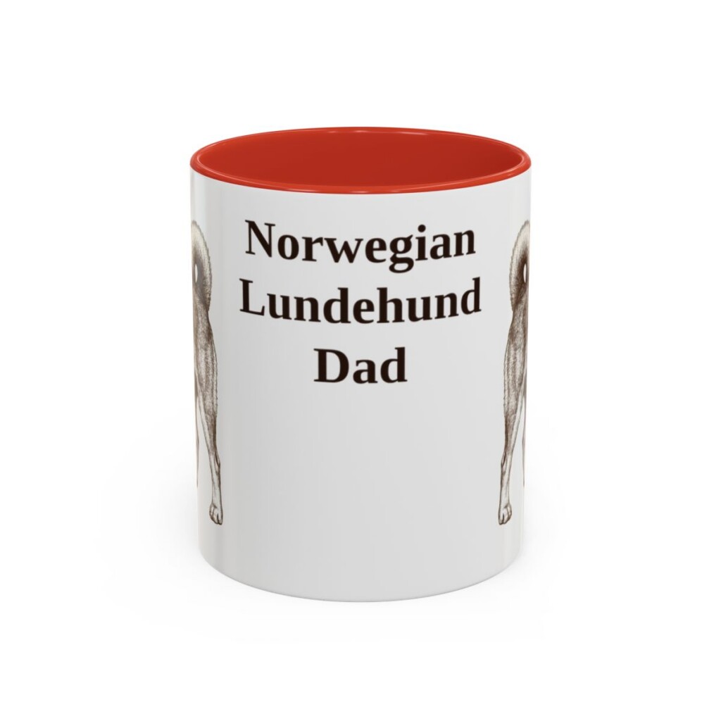 11oz Norwegian Lundehund Dog Dad Mug, Red, front view
