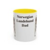 11oz Norwegian Lundehund Dog Dad Mug, Yellow, front view