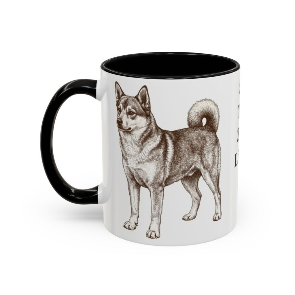 11oz Funny Norwegian Lundehund Mug, Black, left side view