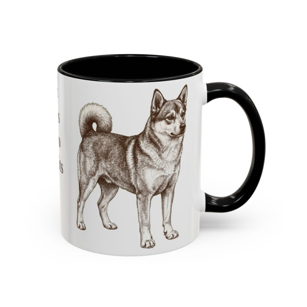 11oz Funny Norwegian Lundehund Mug, Black, right side view