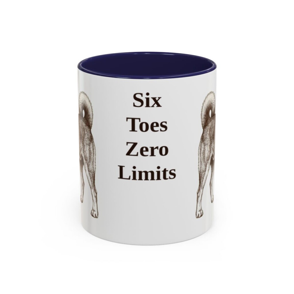 11oz Funny Norwegian Lundehund Mug, Navy, front view