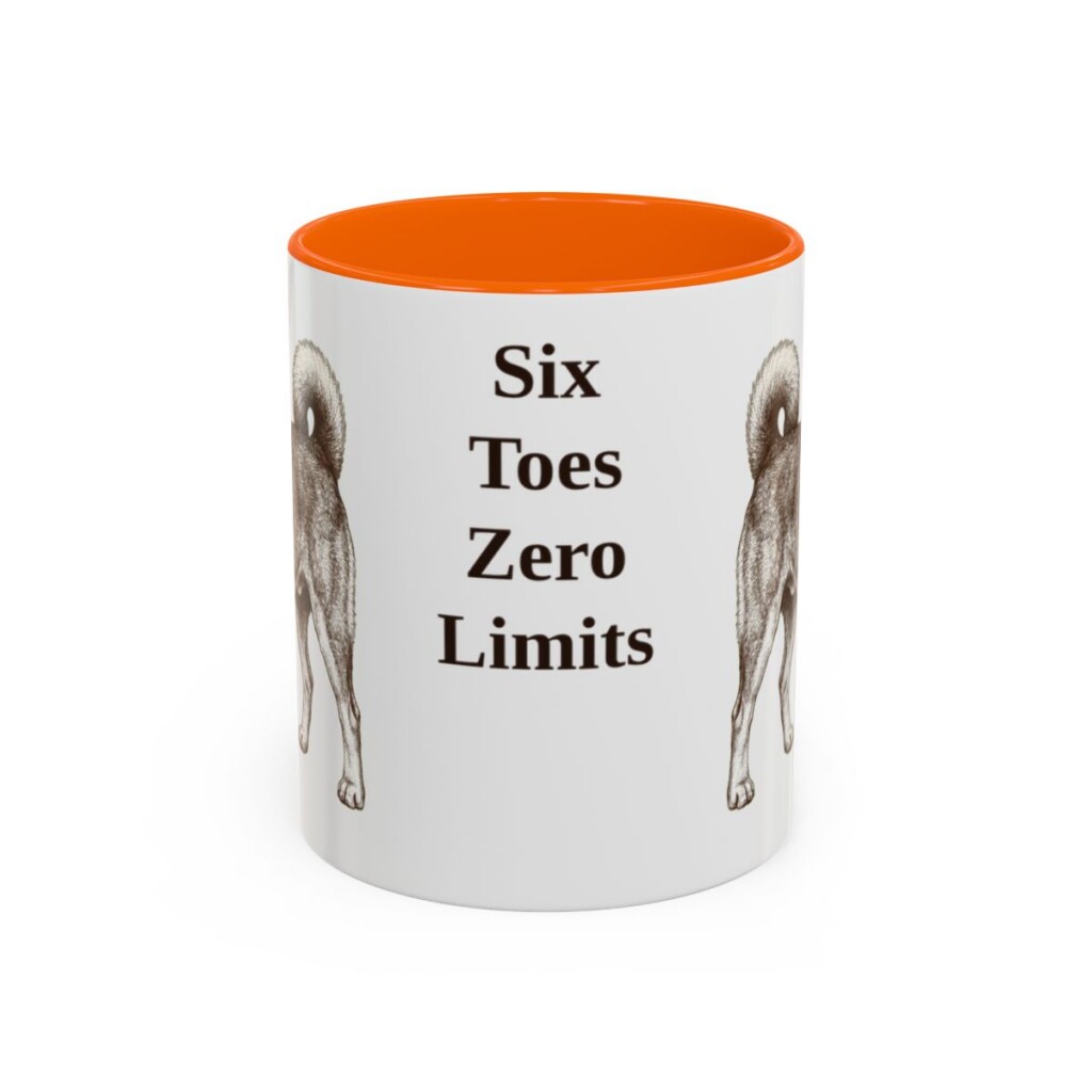 11oz Funny Norwegian Lundehund Mug, Orange, front view