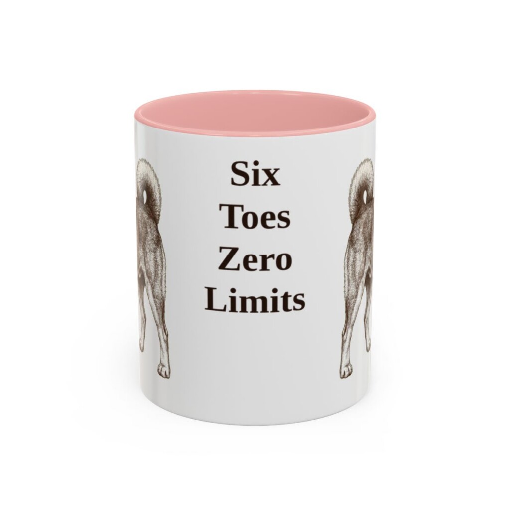 11oz Funny Norwegian Lundehund Mug, Pink, front view