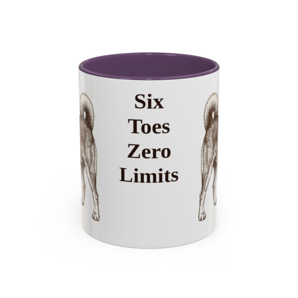 11oz Funny Norwegian Lundehund Mug, Purple, front view