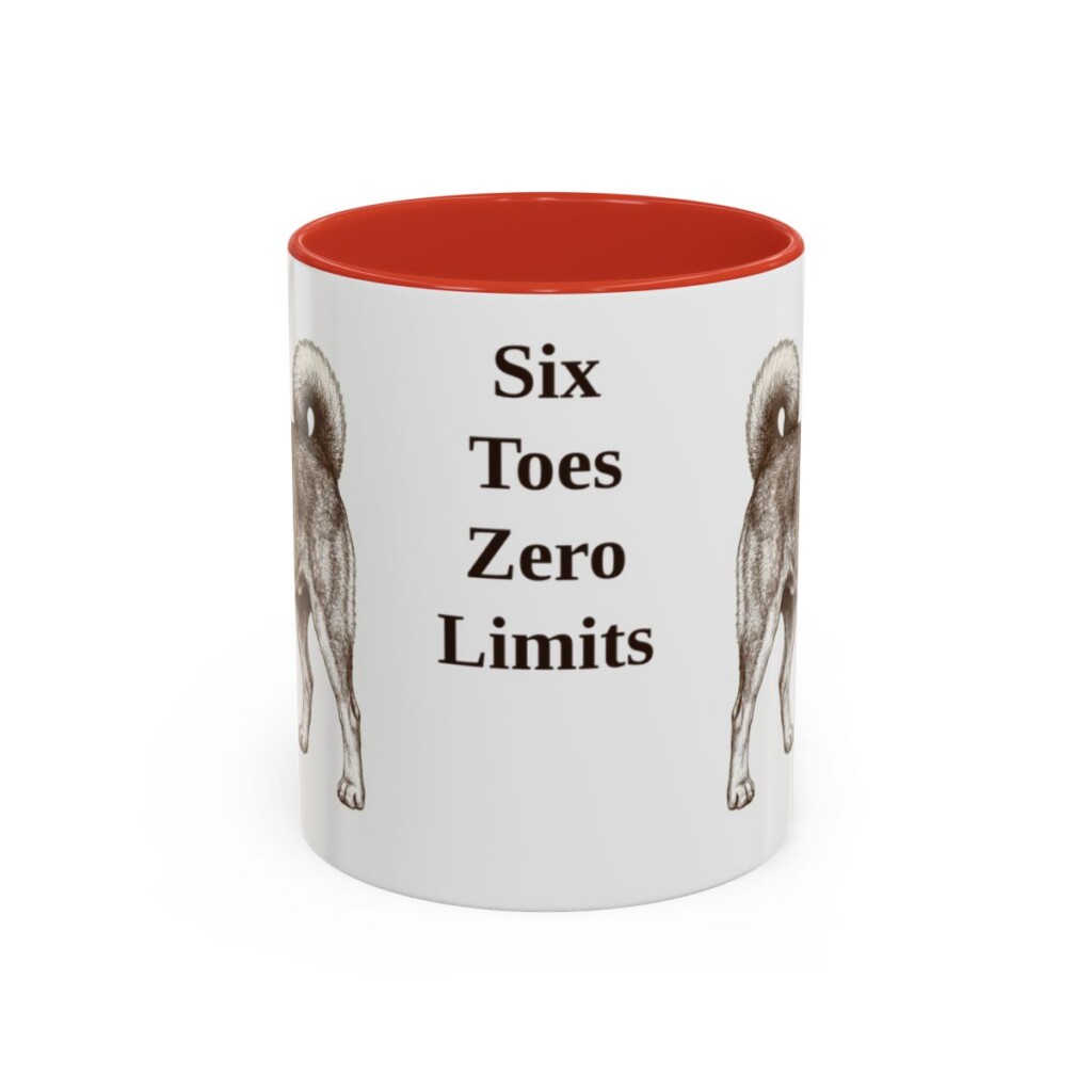 11oz Funny Norwegian Lundehund Mug, Red, front view