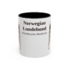 11oz Norwegian Lundehund Latin Mug, Black, front view