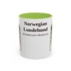 11oz Norwegian Lundehund Latin Mug, Light Green, front view