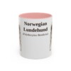 11oz Norwegian Lundehund Latin Mug, Pink, front view
