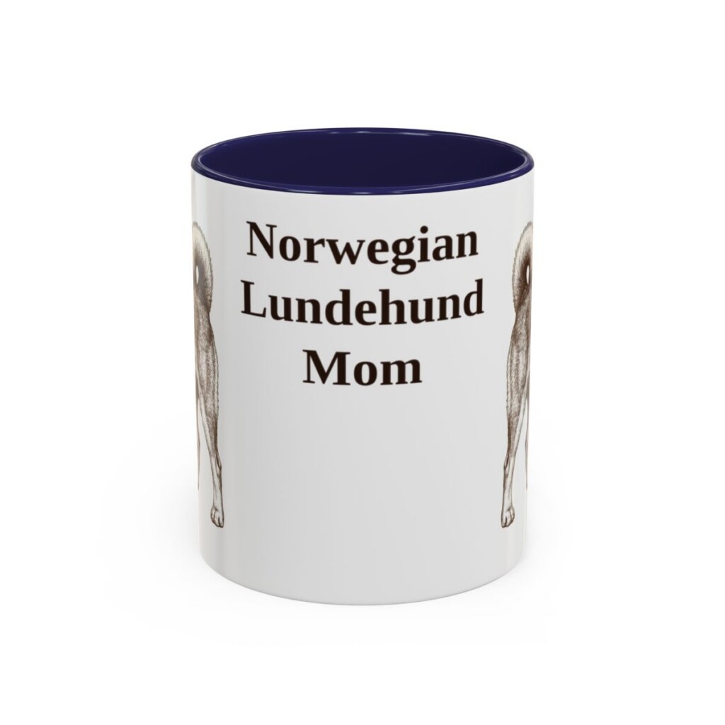 11oz-norwegian-lundehund-mug-mom-navy 11oz Norwegian Lundehund Dog Mom Mug, Navy, front view