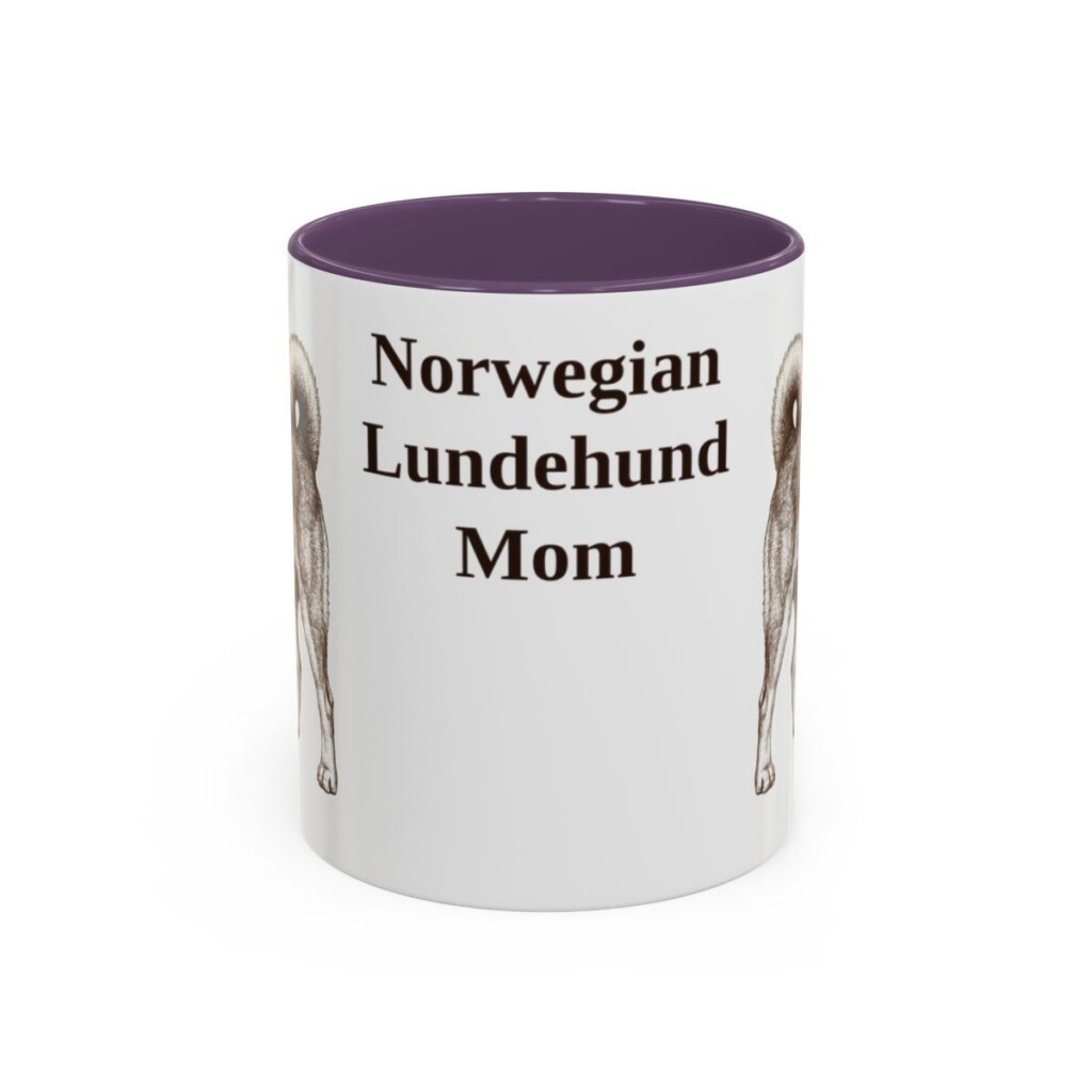 11oz-norwegian-lundehund-mug-mom-purple 11oz Norwegian Lundehund Dog Mom Mug, Purple, front view